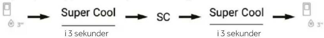 graph LR A["3""] --> B["Super Cool"] B --> C["i 3 sekunder"] C --> D["SC"] D --> E["Super Cool"] E --> F["i 3 sekunder"] F --> G["3""]