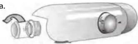 Diagram of a cylindrical device with internal components and a curved arrow indicating rotation (no text or symbols)