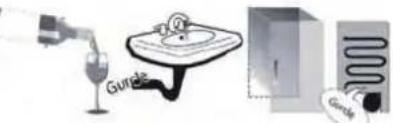 Illustration of a shower faucet and shower next to a sink with a shower tube, alongside a cabinet (no text or symbols).