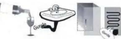 Illustration of a wine bottle pouring into a glass bowl, next to a cabinet with a coiled tube (no text or symbols)