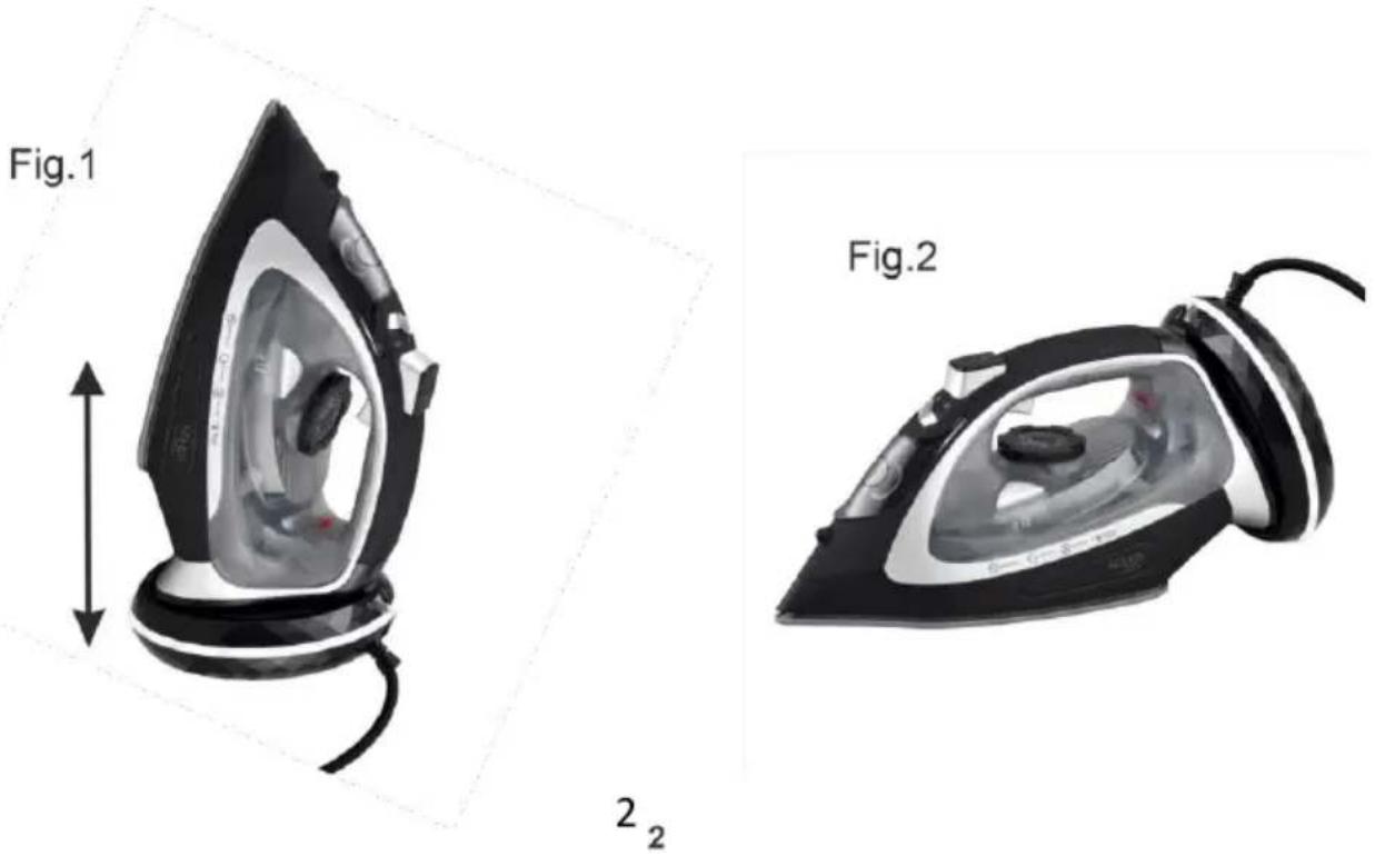 Two views of a steam iron (Fig.1 and Fig.2) showing internal components and body structure, with no visible text or symbols.