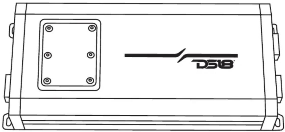 Technical line drawing of a rectangular electronic device with a central panel and a labeled component 'DS18' (no text or symbols beyond the label)