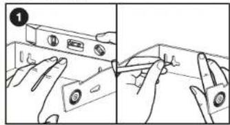 Two-step diagram showing hands using a tool to adjust or install a component, no text or symbols present