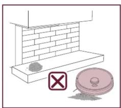 Schéma montrant un mur de briques avec des débris et un objet circulaire, accompagné d'un symbole X rouge (sans texte ni étiquettes).
