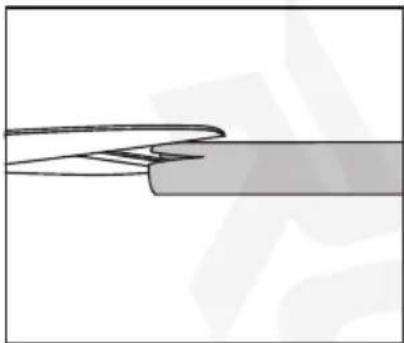 Pure diagram of a tool interacting with a surface, no text or symbols present