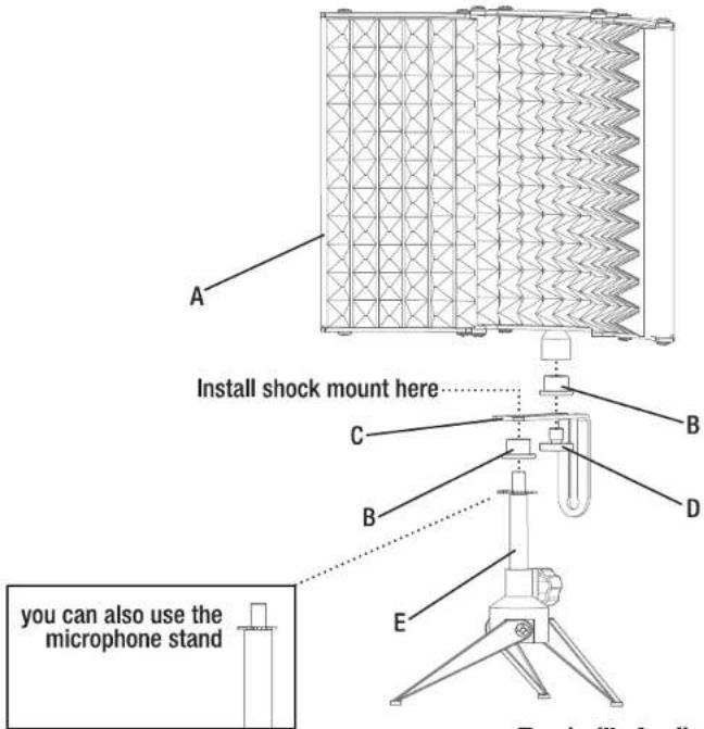 A Install shock mount here B C D E you can also use the microphone stand
