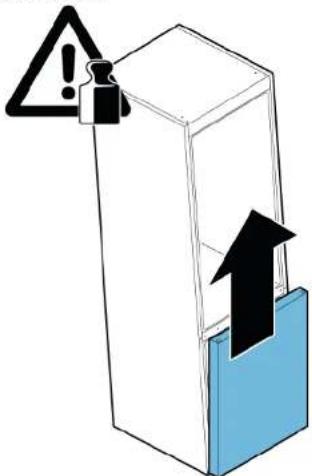 Diagram showing a warning sign with an exclamation mark and an upward arrow inside a container, indicating a hazard or alert.
