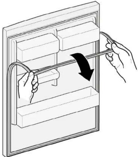 Illustration of hands holding a cable with a black arrow indicating direction, no text or symbols.