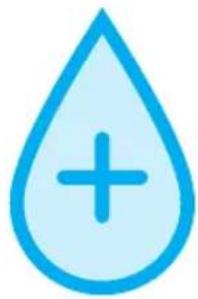 Blue water droplet icon with a plus sign inside, no text or symbols present