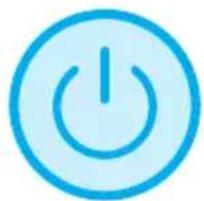 Blue circular icon with a white power button symbol (no text or numbers)