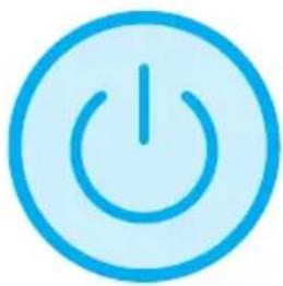 Blue circular icon with a white power button symbol (no text or numbers)