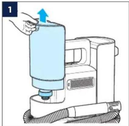 Illustration of a hand operating a water dispenser with a blue upward arrow (no text or symbols)