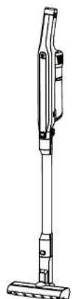 Line drawing of a vacuum cleaner with handle and base (no text or symbols)