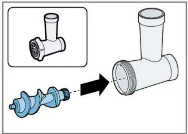 Diagram showing a hair screw being inserted into a pipe fitting, with an inset image of the component (no text or symbols present)