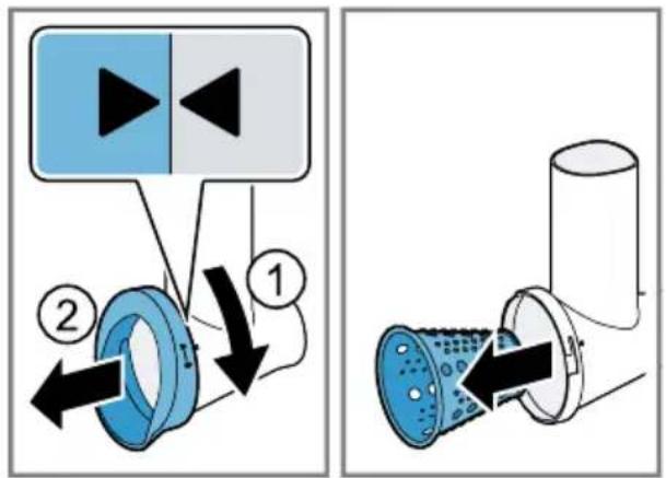 Diagram illustrating a mechanical or fluidic device with labeled components and directional arrows indicating flow or movement.