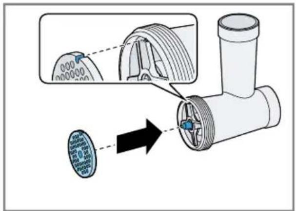 Diagram illustrating the process of a pipe fitting or valve assembly with labeled parts and directional arrows indicating assembly steps.