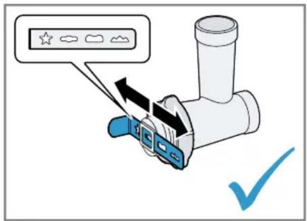 Diagram showing a valve mechanism with star rating and checkmark, indicating action or status.