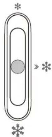 Simple diagram showing a gray circle inside an oval shape with surrounding snowflake symbols (no text or labels)