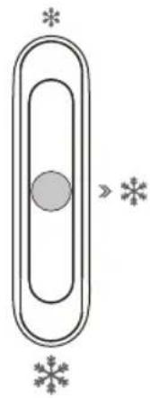 Simple diagram showing a central circle inside an oval shape with surrounding snowflake symbols (no text or labels)