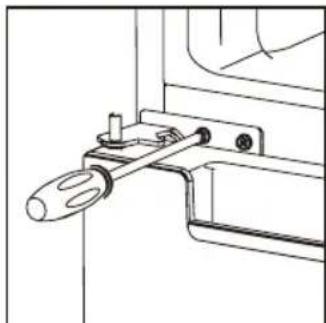 Technical line drawing of a mechanical clamp or lever assembly (no text or symbols)