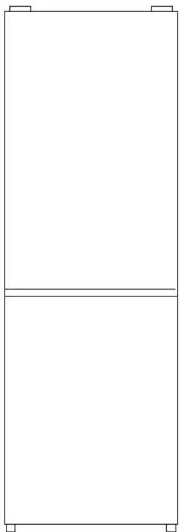 Simple line drawing of a two-panel refrigerator with no text or symbols