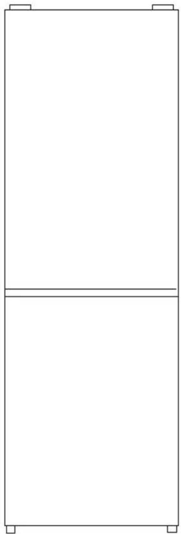 Simple line drawing of a two-panel refrigerator with no text or symbols