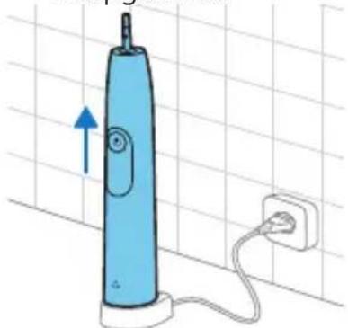 Illustration of a blue electric toothbrush with a white screwdriver, connected to a power outlet (no text or symbols)