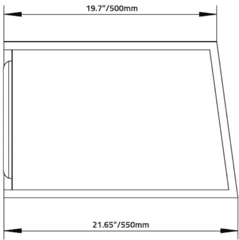 19.7"/500mm 21.65"/550mm