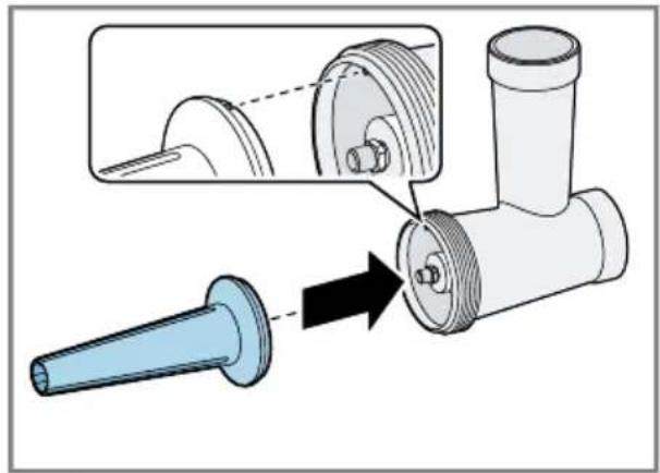 Mechanical assembly diagram showing a shaft and pipe connection with a magnified detail view (no text or symbols).