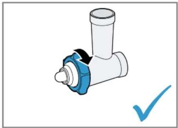Illustration of a mechanical pipe fitting with a blue and white component, no text or symbols present.