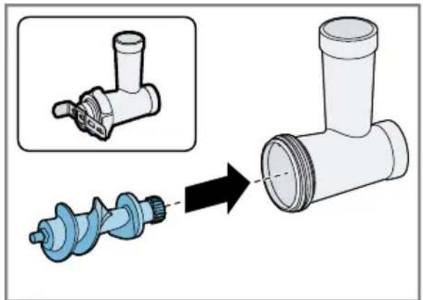 Diagram showing a mechanical component being processed into a T-shaped pipe fitting, with an inset close-up of the component (no text or symbols present).