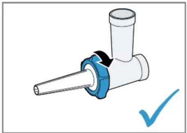 Diagram of a mechanical valve or fitting with a blue and white component, no text or symbols present.