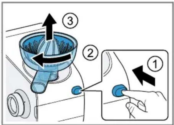 Diagram illustrating a mechanical device with numbered steps and directional arrows indicating process flow or movement.