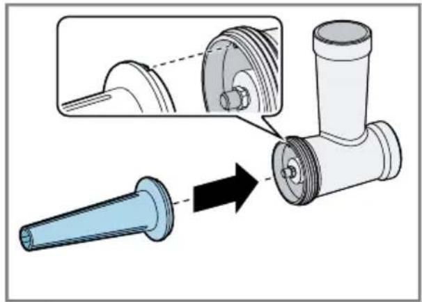 Mechanical assembly diagram showing a shaft being inserted into a pipe fitting, with no visible text or symbols.