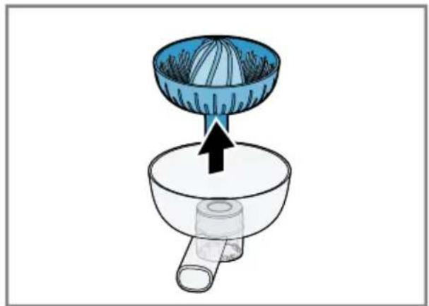 Illustration of a hand pouring liquid into a bowl with a lid, showing a droplet on top (no text or symbols).
