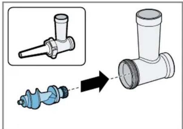 Diagram showing a pipe fitting being processed into a cylindrical component, with an inset close-up of the component (no text or symbols present)
