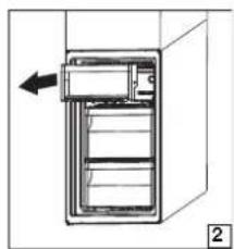 Diagram of a refrigerator interior with an arrow pointing to the door (no text or symbols present)