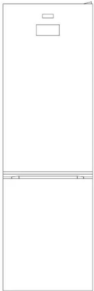 Simple line drawing of a refrigerator with no text or symbols