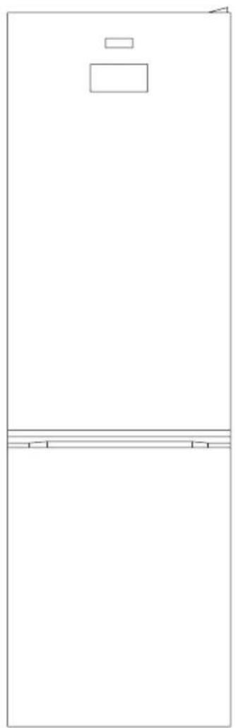 Simple line drawing of a refrigerator with front and back panels (no text or symbols)