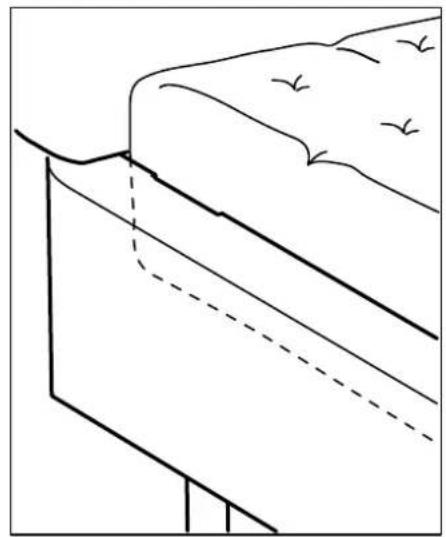 Schéma d'une pente avec des lignes pointillées et continues indiquant différents composants structurels (sans texte ni symboles).