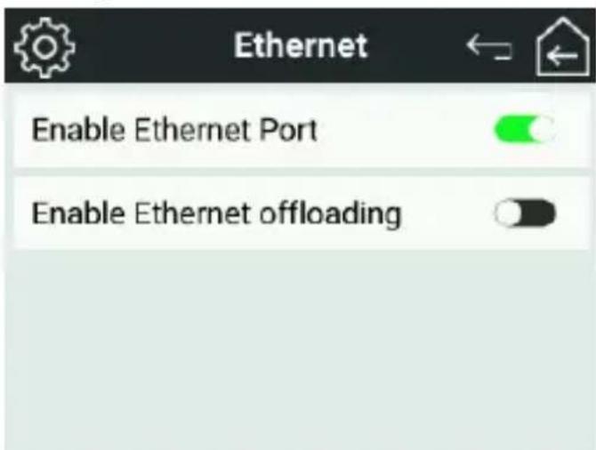 Ethernet Enable Ethernet Port Enable Ethernet offloading