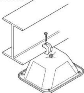 Technical line drawing of a mechanical clamp or bracket assembly (no text or symbols)
