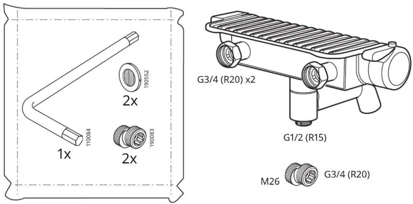1x 110084 2x 190552 2x 190083 G3/4 (R20) x2 G1/2 (R15) M26 G3/4 (R20)