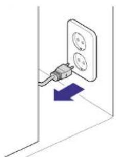 Illustration of a plug inserted into a wall socket with a blue arrow indicating direction (no text or symbols)