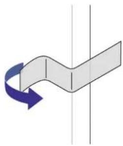 Abstract diagram showing a curved arrow with blue and gray segments, no text or symbols present