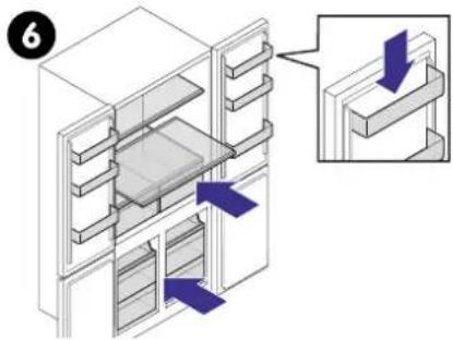 Technical diagram showing a 3D architectural or mechanical assembly with labeled components and directional arrows indicating movement or flow.