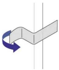 Abstract diagram showing a curved arrow with blue and gray segments, no text or symbols present