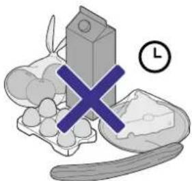 Illustration of a food item with a blue 'X' symbol, no text or symbols present