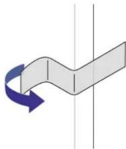 Abstract diagram showing a curved arrow with blue and gray segments, no text or symbols present