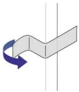 Abstract diagram showing a curved arrow with blue and gray segments, no text or symbols present